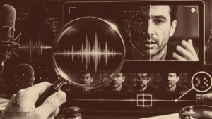 Perícia em inteligência artificial analisando áudio e vídeo manipulado como prova judicial